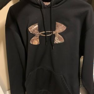 Underarmour hoodie. Camo hood, and decal.